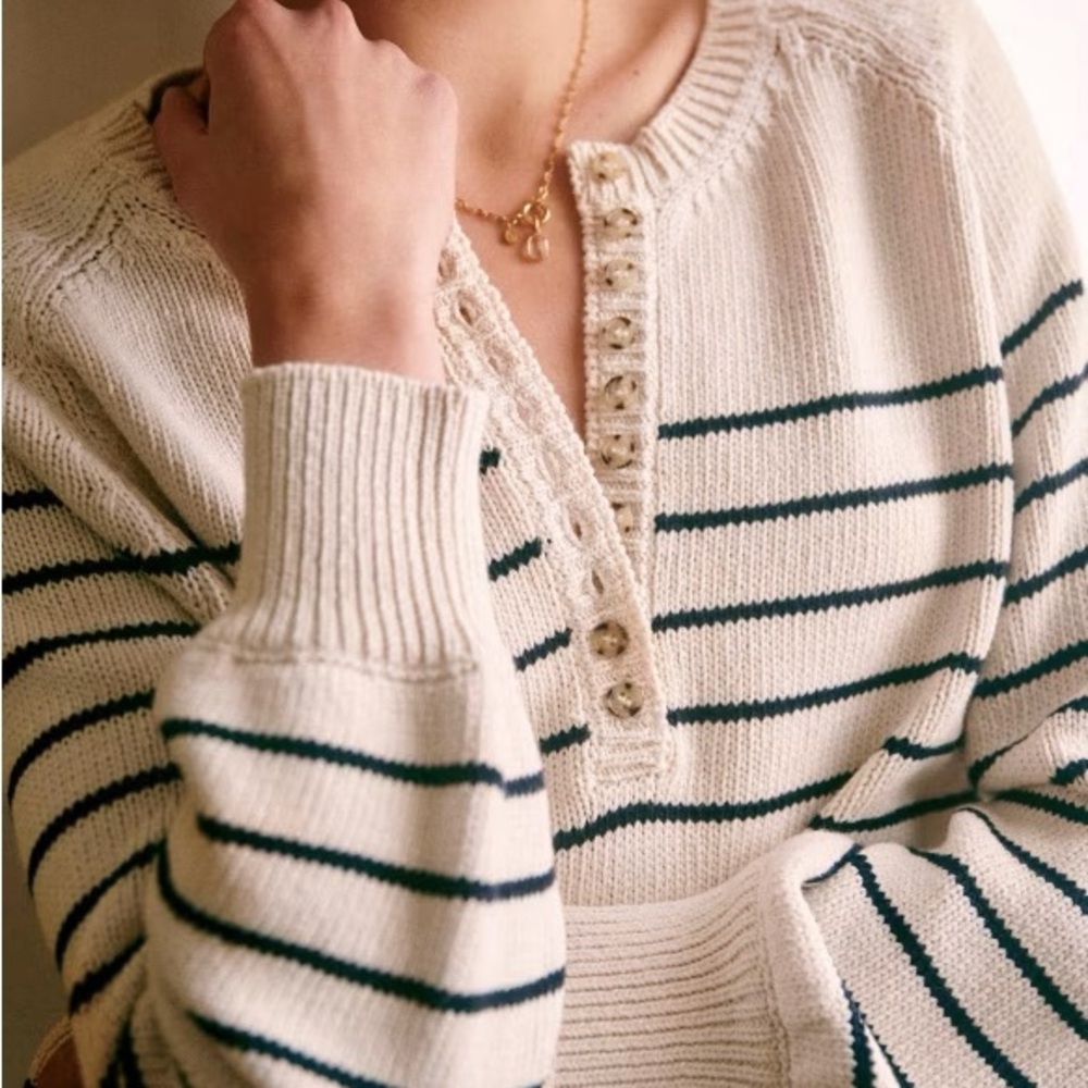 Sezane Leontine Striped Ercu Navy Jumper Sweater XXS